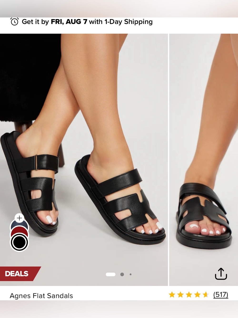Fashion Nova Agnes Slide Flat Sandals 🖤